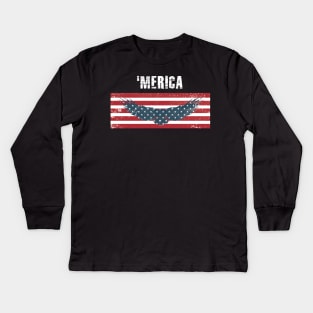 Eagle 'Merica Stars and Stripes Kids Long Sleeve T-Shirt